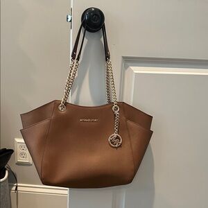 Michael Kors Tan Shoulder Bag with Gold Accents